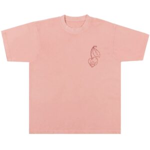 Salmon T-shirt with subtle cherry skull chest print — Levgen Tattoo (front view)